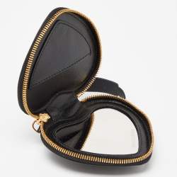 Balenciaga Black Leather Heart Key Ring Bag Charm