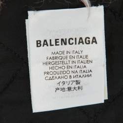 Balenciaga Pink Logo Printed Faux Fur & Quilted Detail Stole