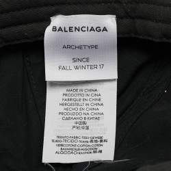 Pre Owned Balenciaga Black Logo Embroidered Cotton Baseball Cap L