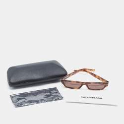Balenciaga Brown Tortoise BB0075S Rectangle Sunglasses