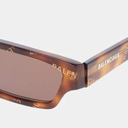Balenciaga Brown Tortoise BB0075S Rectangle Sunglasses