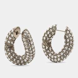 Pre Owned Balenciaga Crystals Silver Tone Earrings