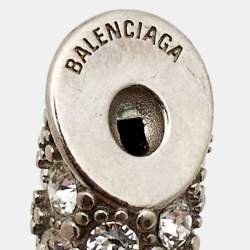 Pre Owned Balenciaga Crystals Silver Tone Earrings