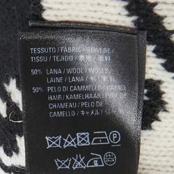 Pre Owned Balenciaga Black/White Logo Intarsia Wool And Camel Hair Scarf