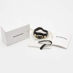 Pre Owned Balenciaga Arena Giant Leather Gold Tone Bracelet