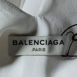 Pre Owned Balenciaga Off-White Crepe Contrast Lace Trim Top S