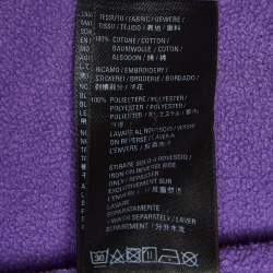Pre Owned Balenciaga Purple Logo Embroidered Cotton Hoodie L