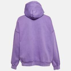 Pre Owned Balenciaga Purple Logo Embroidered Cotton Hoodie L