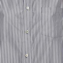 Pre Owned Balenciaga Blue Pinstripe Poplin Oversized Shirt S