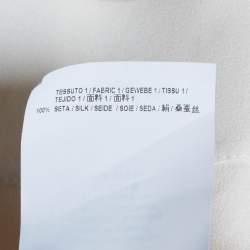 Pre Owned Balenciaga Cream Silk Crepe Neck Tie-Up Top S