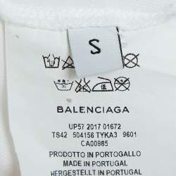 Pre Owned Balenciaga White Logo Print Cotton Jersey T-Shirt S