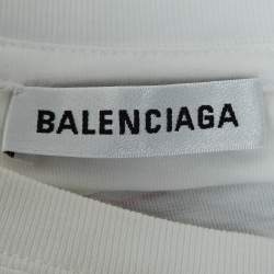 Pre Owned Balenciaga White Logo Print Cotton Jersey T-Shirt S