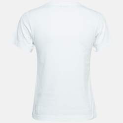 Pre Owned Balenciaga White Logo Print Cotton Jersey T-Shirt S