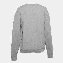 Pre Owned Balenciaga Grey Logo Print Cotton Knit Sweatshirt M