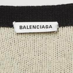 Pre Owned Balenciaga Black Logo Rib Knit Oversized Cardigan XL