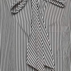 Pre Owned Balenciaga Black/White Striped Cotton Neck Tie Oversized Shirt (One Size)