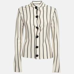 Balenciaga Cream Striped Silk Knit Cardigan M