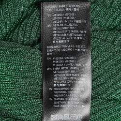 Balenciaga Green Metallic Rib Knit Turtle Neck Maxi Dress S