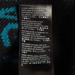 Pre Owned Balenciaga Blue Monogram Jacquard Wool Knit Long Archetype Cardigan L