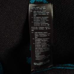 Pre Owned Balenciaga Blue Monogram Jacquard Wool Knit Long Archetype Cardigan L