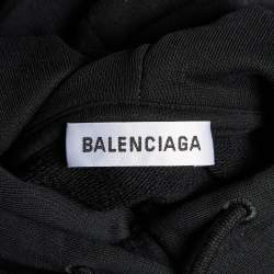 مملوكة مسبقًا Balenciaga Black Logo Print Cotton Knit Hoodie XS