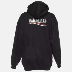مملوكة مسبقًا Balenciaga Black Logo Print Cotton Knit Hoodie XS