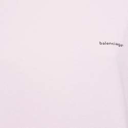 Pre Owned Balenciaga Pink Crest Print Cotton Knit Crew Neck T-Shirt XS