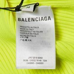 Pre Owned Balenciaga Fluorescent Green Rib Knit Sweater M