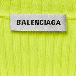 Pre Owned Balenciaga Fluorescent Green Rib Knit Sweater M