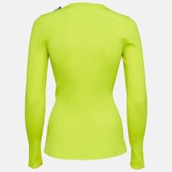 Pre Owned Balenciaga Fluorescent Green Rib Knit Sweater M