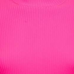 Pre Owned Balenciaga Neon Pink Rib Knit Turtleneck Sweater M