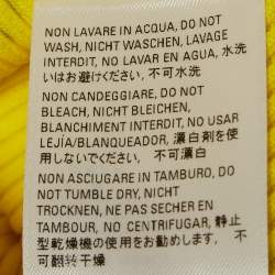 Pre Owned Balenciaga Yellow Logo Print Rib Knit Full Sleeve Top M