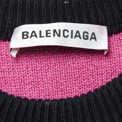 Pre Owned Balenciaga Black Monogram Patterned Cotton & Wool Blend Knit Sweatshirt M