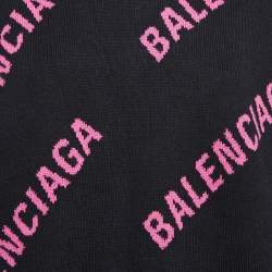 Pre Owned Balenciaga Black Monogram Patterned Cotton & Wool Blend Knit Sweatshirt M