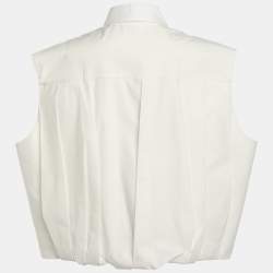 Pre Owned Balenciaga White Jersey Sleeveless Cropped Shirt M