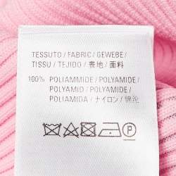 Pre Owned Balenciaga Pink Logo Print Rib Knit Bodycon Dress M