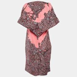 Pre Owned Balenciaga Paris Pink Printed Silk Sleeveless Mini Dress S