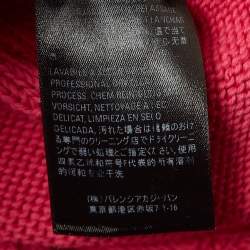 Pre Owned Balenciaga Pink Logo Embossed Knit Oversized Sweater S