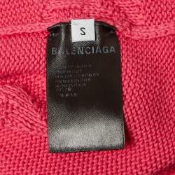 Pre Owned Balenciaga Pink Logo Embossed Knit Oversized Sweater S
