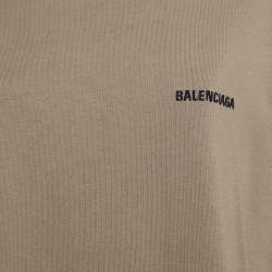 Pre Owned Balenciaga Dark Beige Cotton Knit T-Shirt L