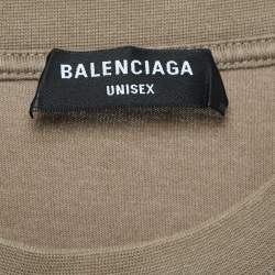 Pre Owned Balenciaga Dark Beige Cotton Knit T-Shirt L
