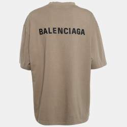 Pre Owned Balenciaga Dark Beige Cotton Knit T-Shirt L