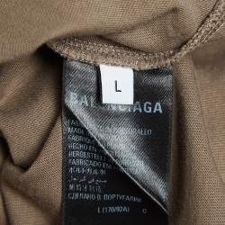 Pre Owned Balenciaga Dark Beige Cotton Knit T-Shirt L
