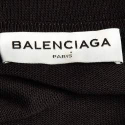 Pre Owned Balenciaga Black Cotton Knit Deconstructed Drape T-Shirt XS