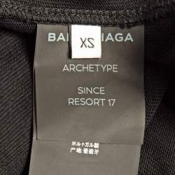 Pre Owned Balenciaga Black Cotton Knit Deconstructed Drape T-Shirt XS
