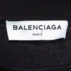 Pre Owned Balenciaga Black Cotton Knit Deconstructed Drape T-Shirt XS