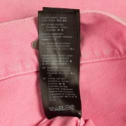 Pre Owned Balenciaga Pink Embroidered Denim Button Front Oversize Jacket S