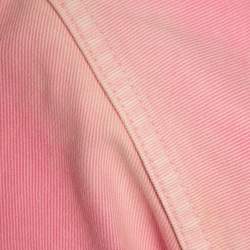 Pre Owned Balenciaga Pink Embroidered Denim Button Front Oversize Jacket S