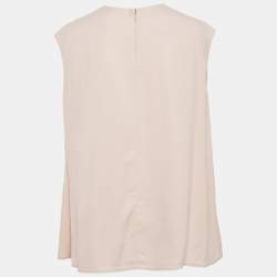 Pre Owned Balenciaga Blush Pink Crepe Ruched Neck Top S