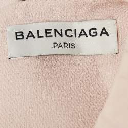 Pre Owned Balenciaga Blush Pink Crepe Ruched Neck Top S
